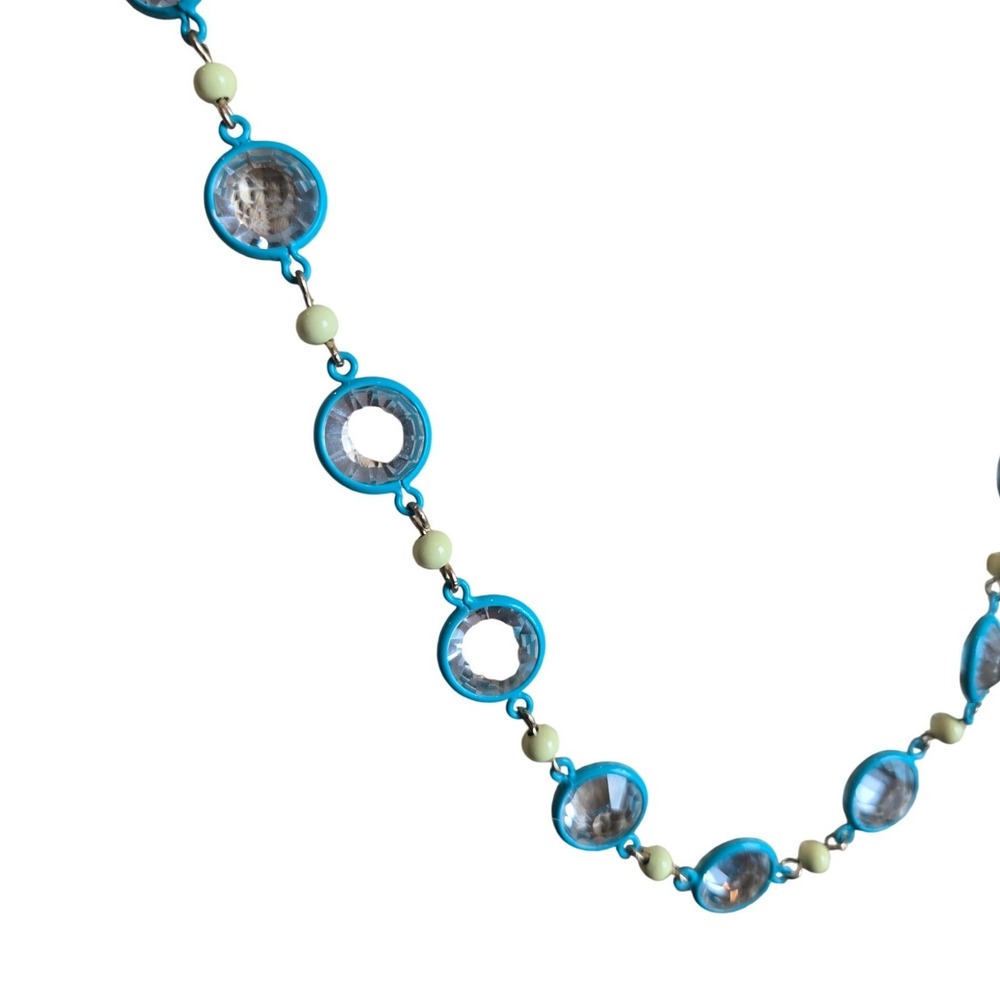 Roxanne Assoulin Necklace Crystal Link Blue Bead NWOT Business Casual - Picture 3 of 5